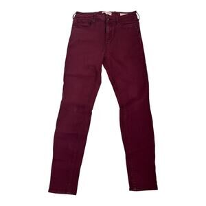 Bullhead High-Rise Skinniest Skinny Jeans Burgundy Maroon 9